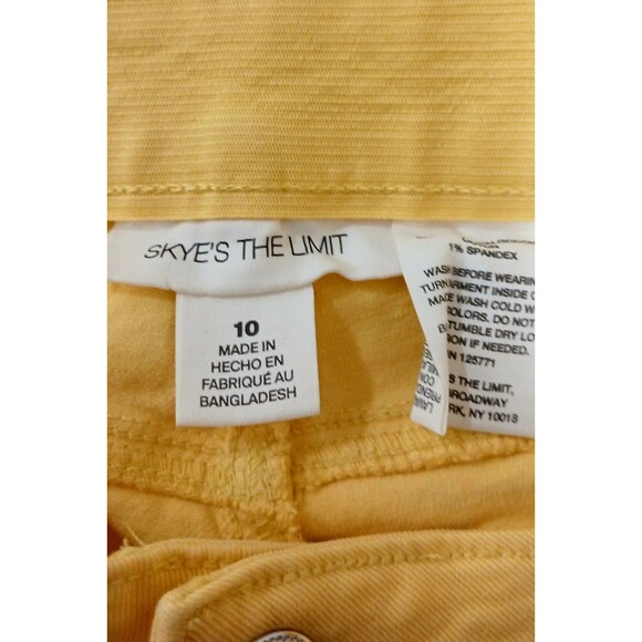 Skye’s The Limit Women 10 Yellow Wide Leg Crop Jeans Stretch Coastal Grandma Y2K - Picture 11 of 12